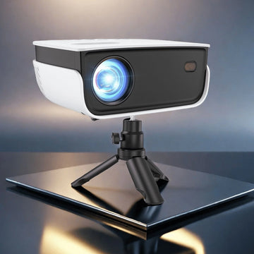 Bluetooth LCD Mini Projector,Support 1080P FHD, with Remote, AV Cable & More, White, 1 Count