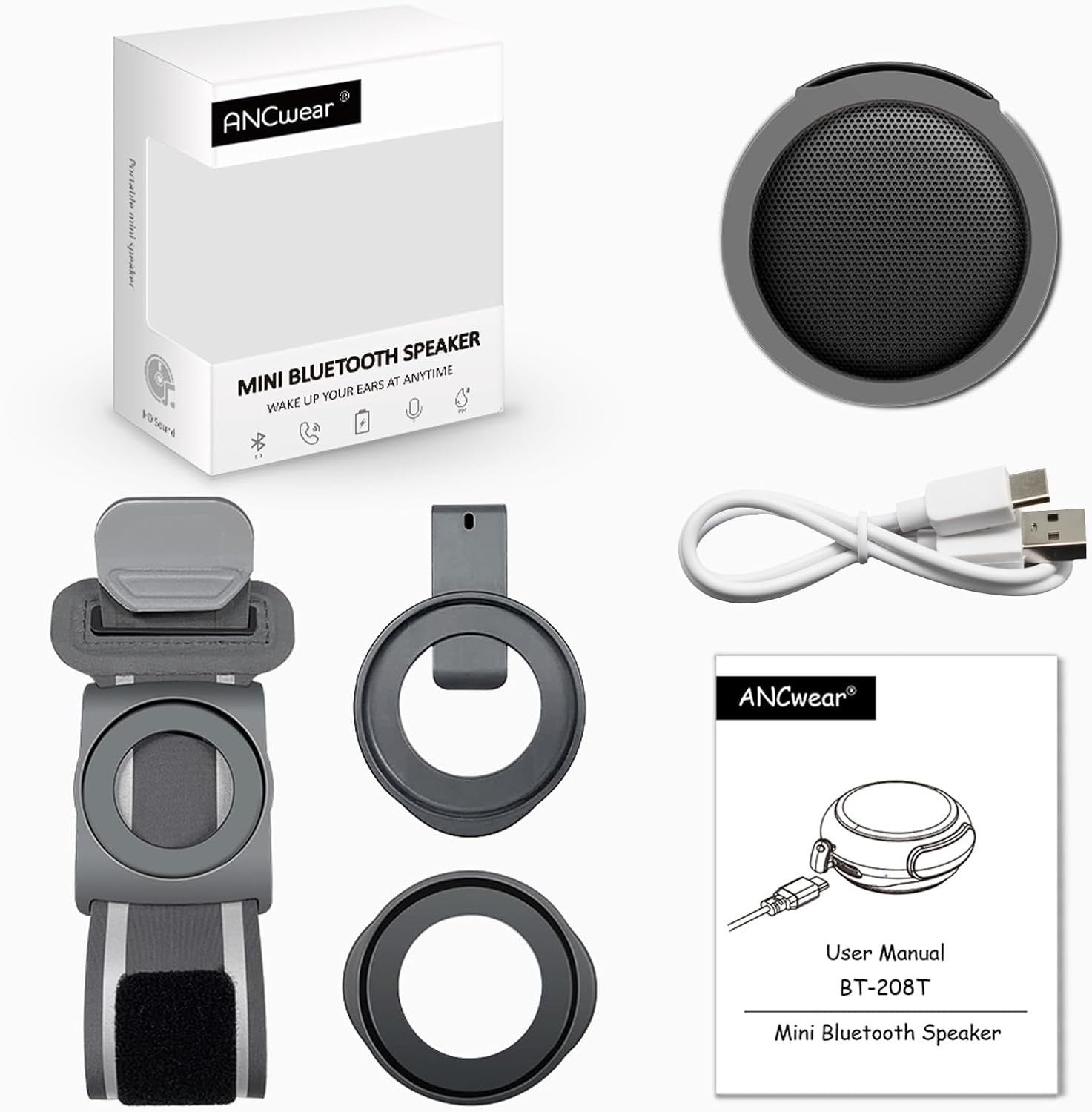 Wireless Wearable Bluetooth Speaker - Portable Wrist Speaker with Microphone, Water-Resistant White Noise Machine for Outdoor Sports and Running
