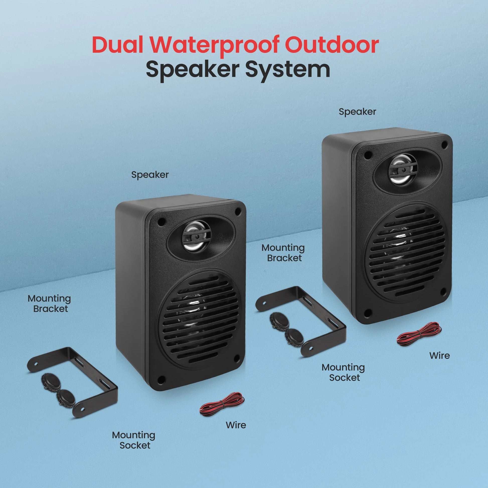 Bluetooth Indoor Outdoor Speakers Pair 200 Watt Dual Waterproof 3.5” 2-Way Full Range Speaker