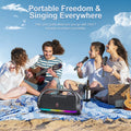 Ultimate Waterproof Karaoke Machine - Portable Bluetooth Speaker with 2 Wireless Microphones, RGB Lights & Multi-Connection for Outdoor Parties!