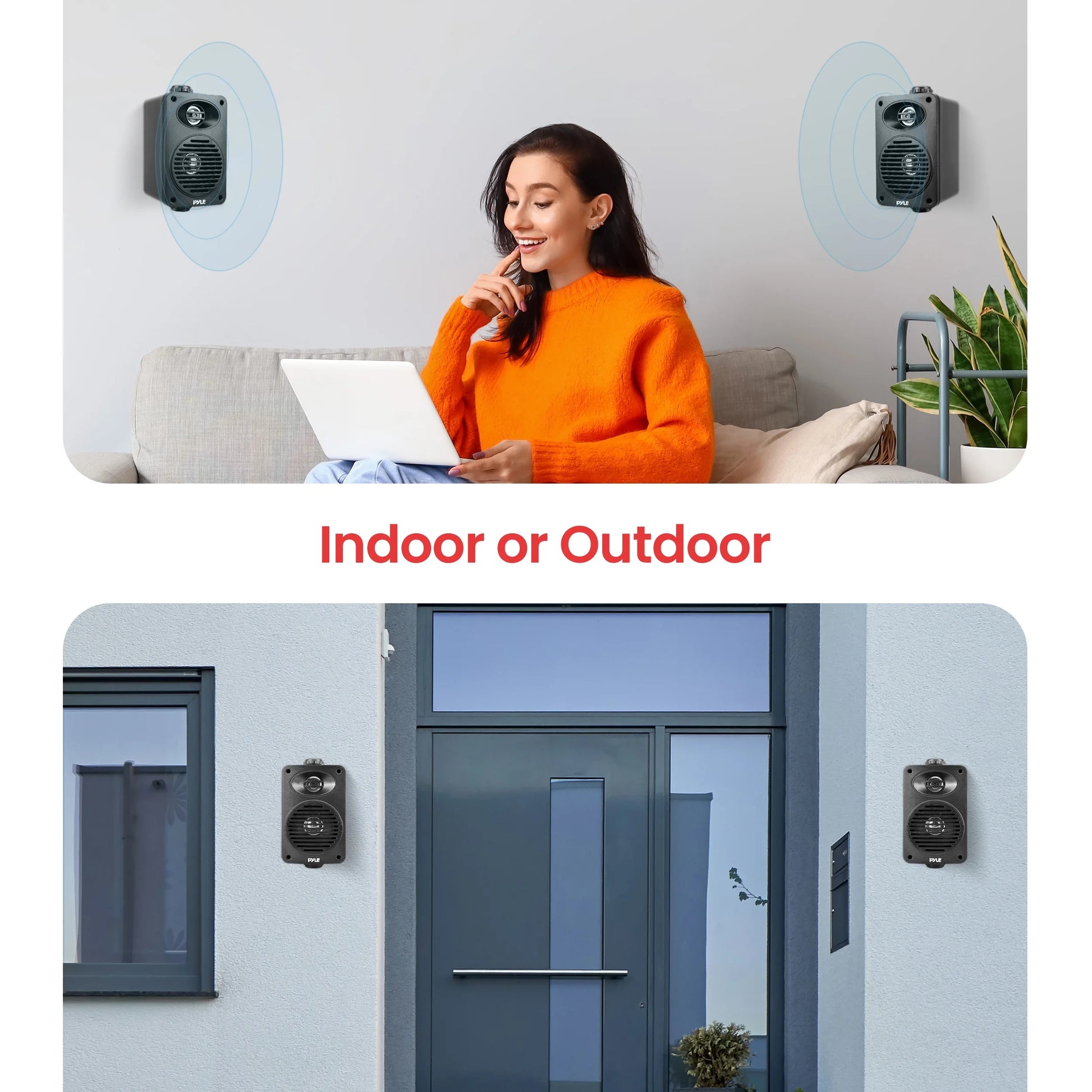 Bluetooth Indoor Outdoor Speakers Pair 200 Watt Dual Waterproof 3.5” 2-Way Full Range Speaker