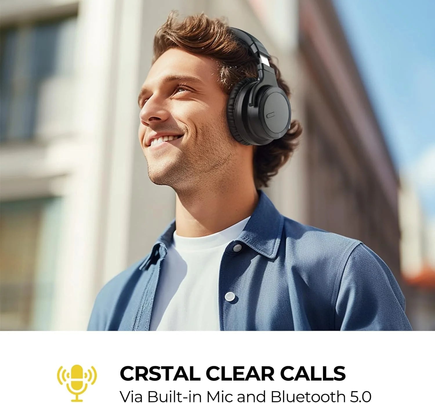 Premium Bluetooth Active Noise Cancelling Headphones - Wireless Over-Ear with Deep Bass, Comfortable Earpads & 30 Hours Playtime - Perfect for Travel & Work, Black