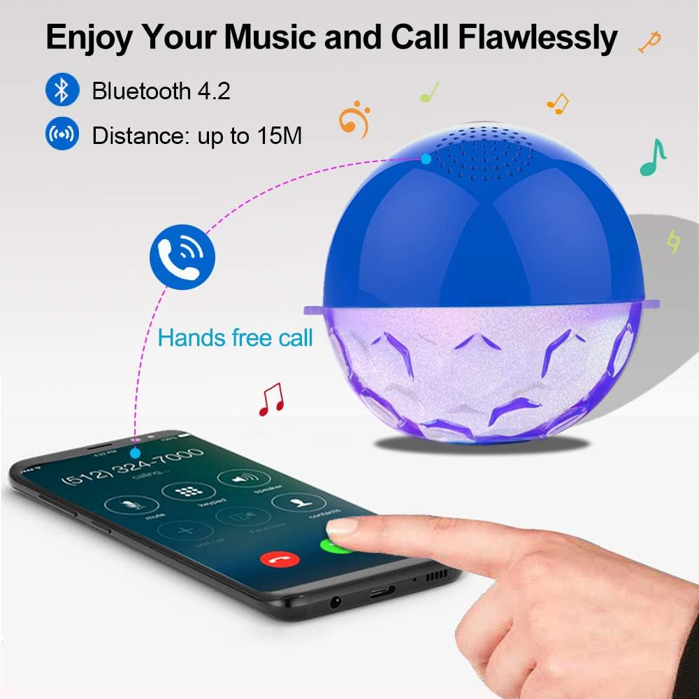 Ultimate Waterproof Bluetooth Speakers with RGBW Lights - Crystal Clear Stereo Sound, Rich Bass & Built-In Mic - Perfect for Pool, Spa & Travel!