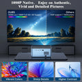 Projector with Wifi and Bluetooth, 4K Support Native 1080P Outdoor Movie Projector, 15000LM Full HD Video Projector, LCD Technology 250