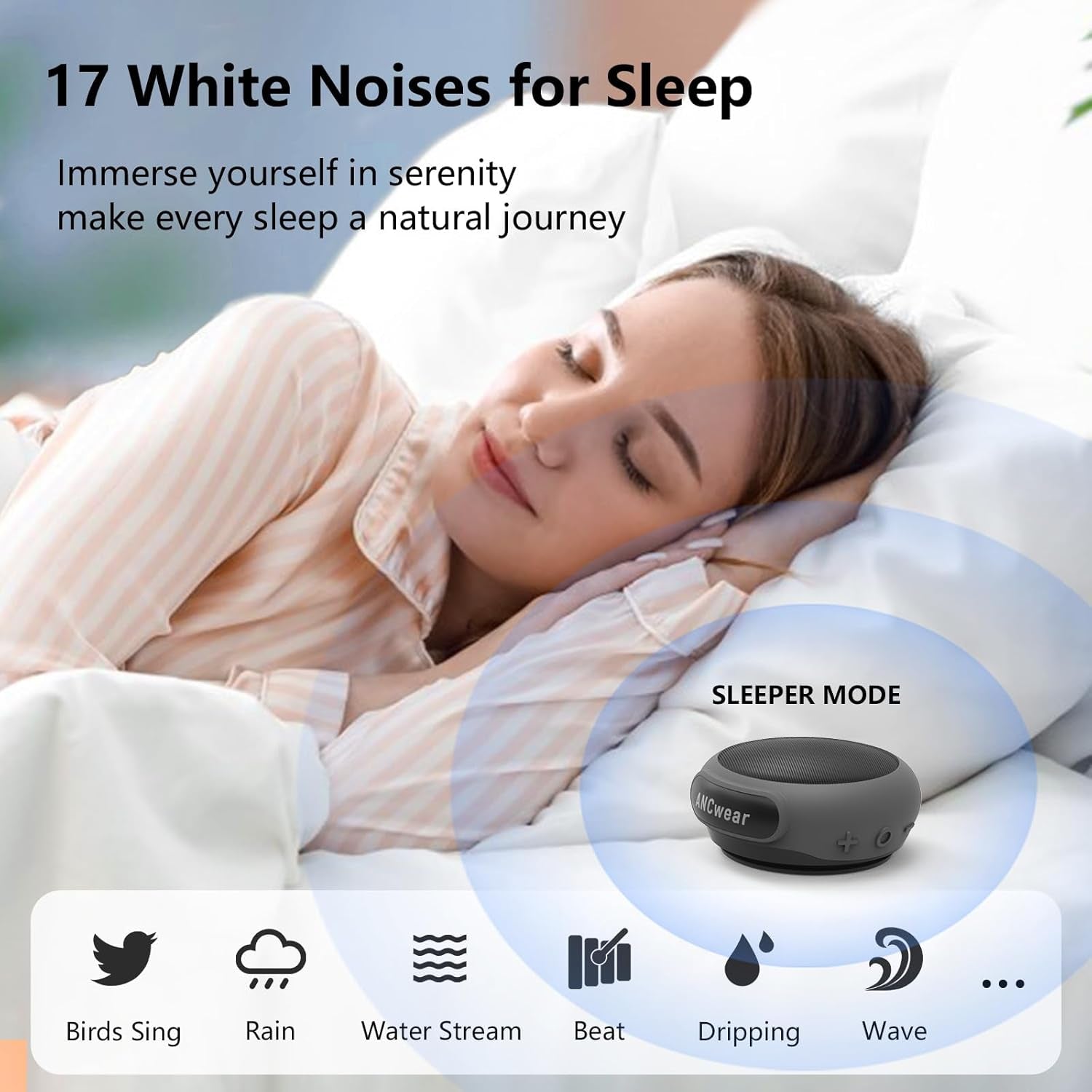 Wireless Wearable Bluetooth Speaker - Portable Wrist Speaker with Microphone, Water-Resistant White Noise Machine for Outdoor Sports and Running