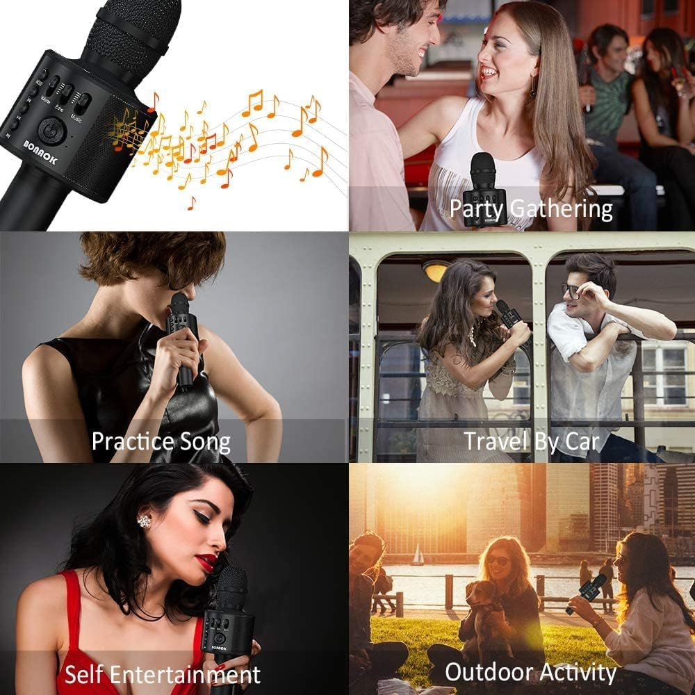 Ultimate Wireless Bluetooth Karaoke Microphone - 3-in-1 Portable Handheld Speaker for Home Parties & Birthdays - Compatible with All Smartphones (Black)