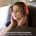 Sleek Red Foldable Over-Ear Bluetooth Headphones with Mic - Wireless Freedom!