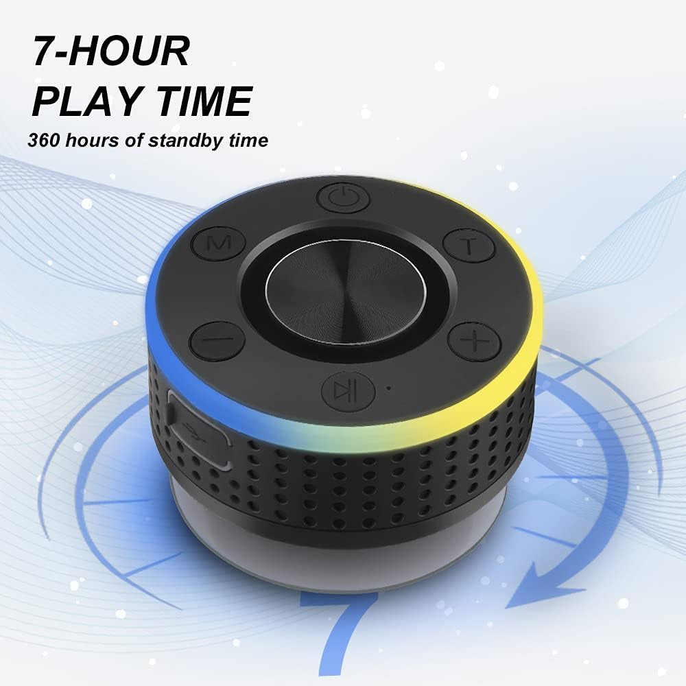 Ultimate Waterproof Bluetooth Shower Speaker with LED Lights, Dual Pairing, and FM Radio - Perfect for Pool, Beach, and Parties!