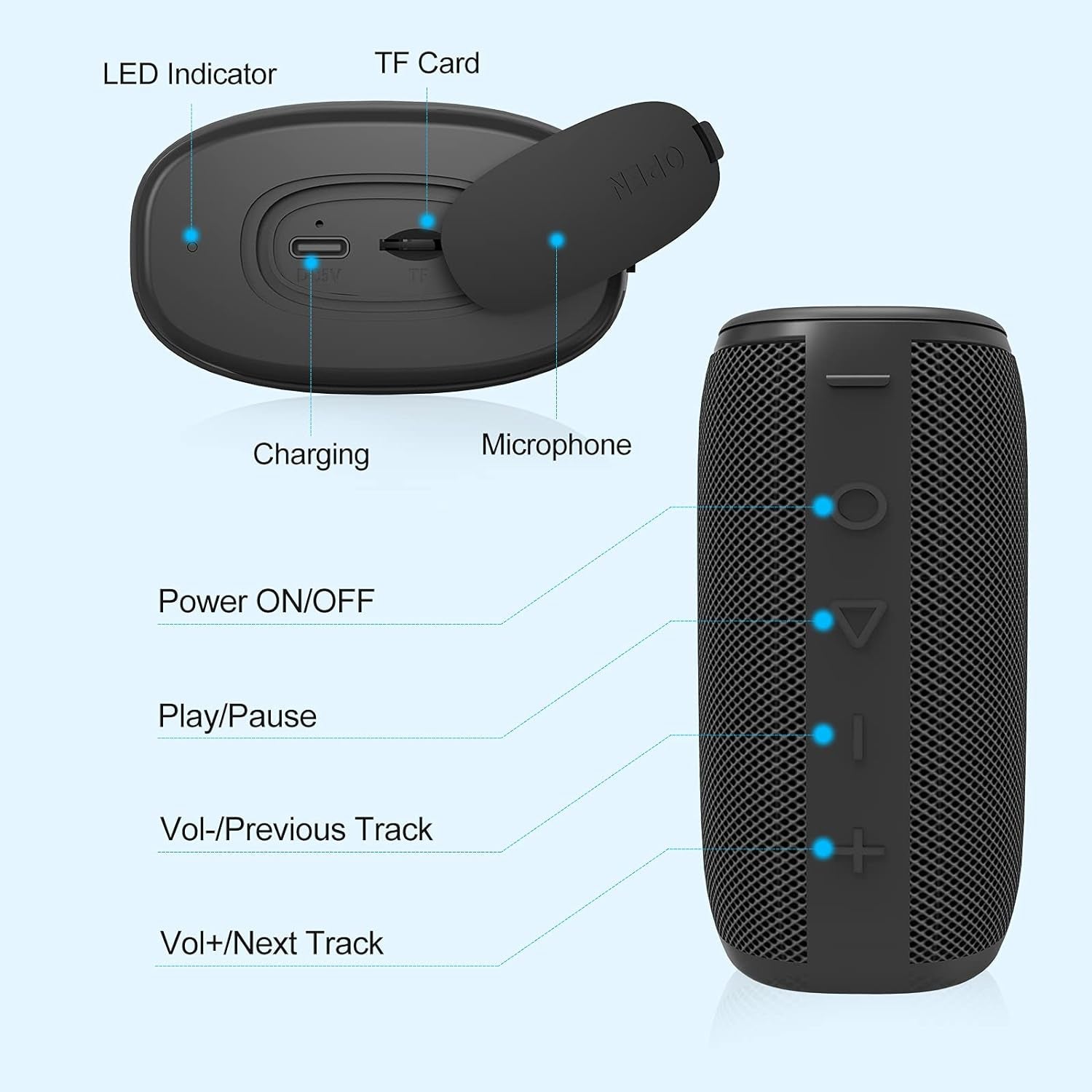 Ultimate IPX7 Waterproof Bluetooth Speaker - H3 Portable Wireless with Rich Bass, 15H Playtime, USB-C Charging & TWS Pairing for Home, Outdoors & Travel