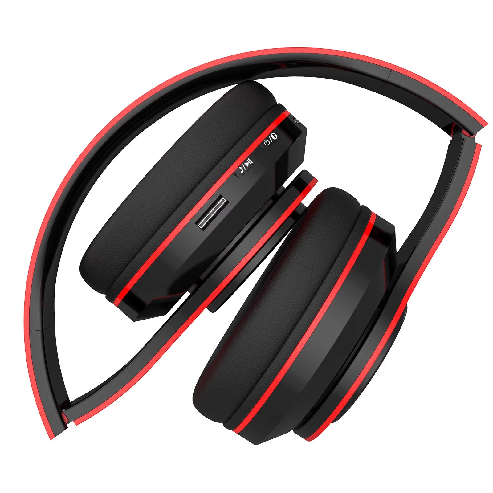 Sleek Red Foldable Over-Ear Bluetooth Headphones with Mic - Wireless Freedom!