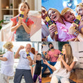 Bluetooth Karaoke Microphone with LED Lights - 4-in-1 Portable Handheld Mic & Speaker for Home Parties - Perfect Birthday Gift for Kids & Adults (Gold)