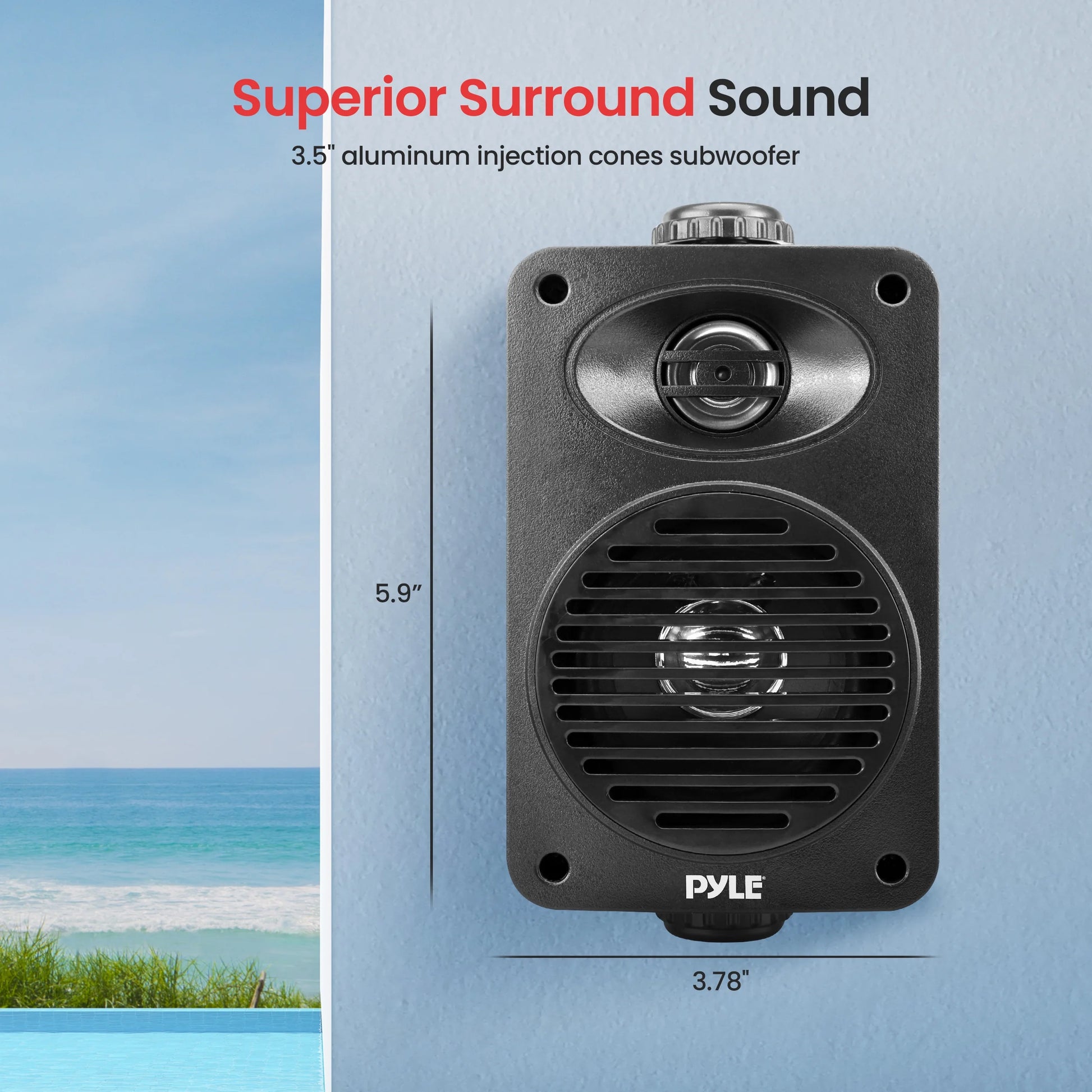 Bluetooth Indoor Outdoor Speakers Pair 200 Watt Dual Waterproof 3.5” 2-Way Full Range Speaker