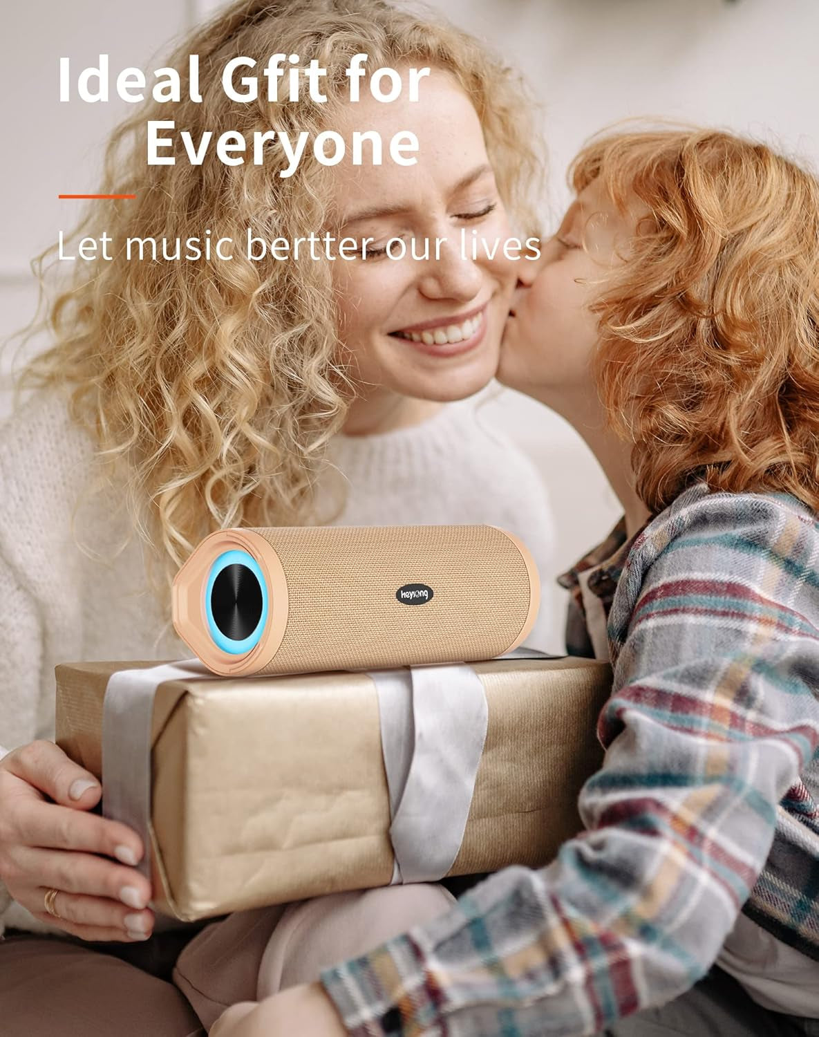 Ultimate Portable Bluetooth Speaker - Waterproof, IPX7 Floating Design, 5000mAh Battery, Powerful Bass & Loud Sound - Perfect for Beach, Pool, Kayak & Gifts for Him - Apricot
