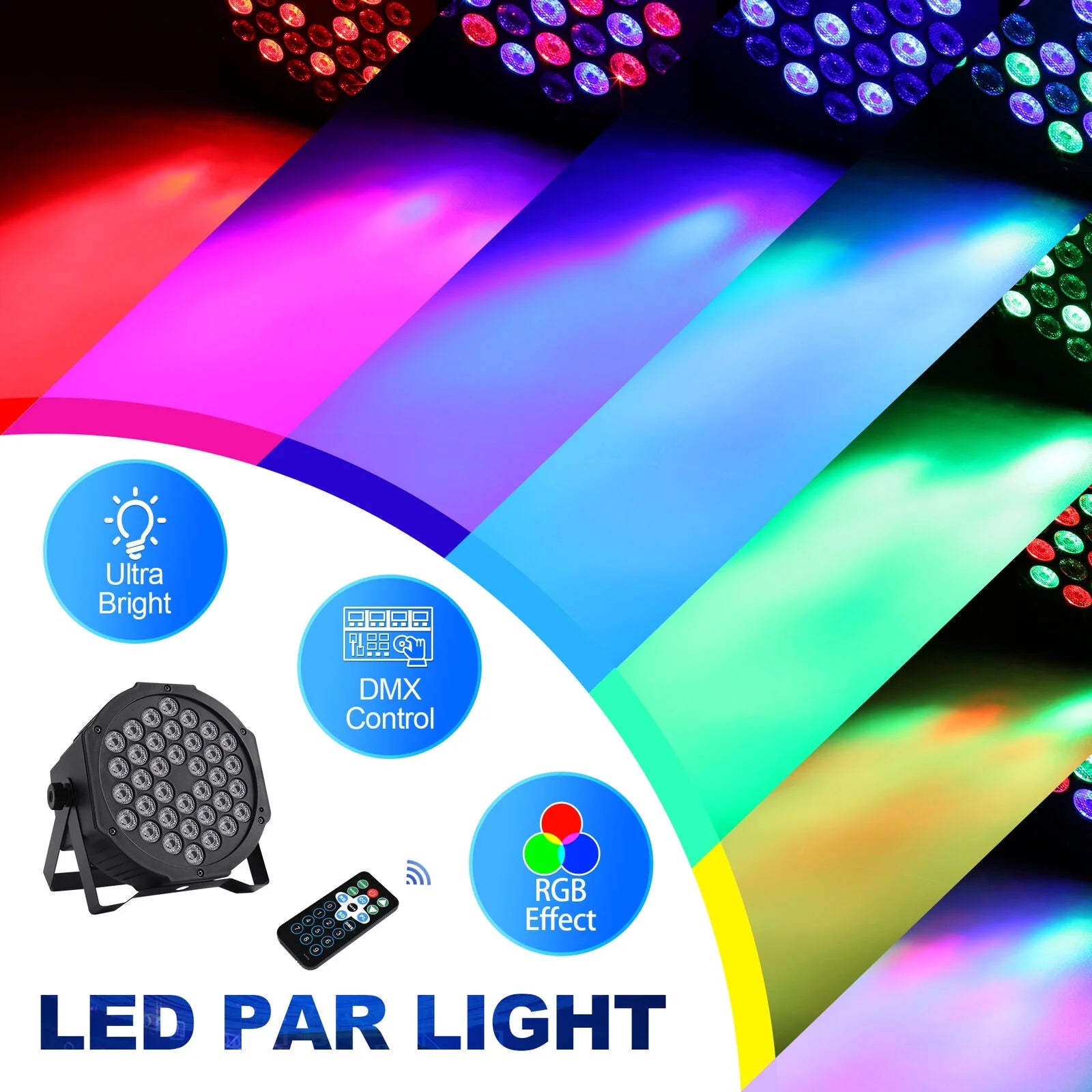 2Pcs Stage Lights 36 LED Par Lights with Wireless Remote Sound Activated DMX Control for DJ Party Effect Lighting