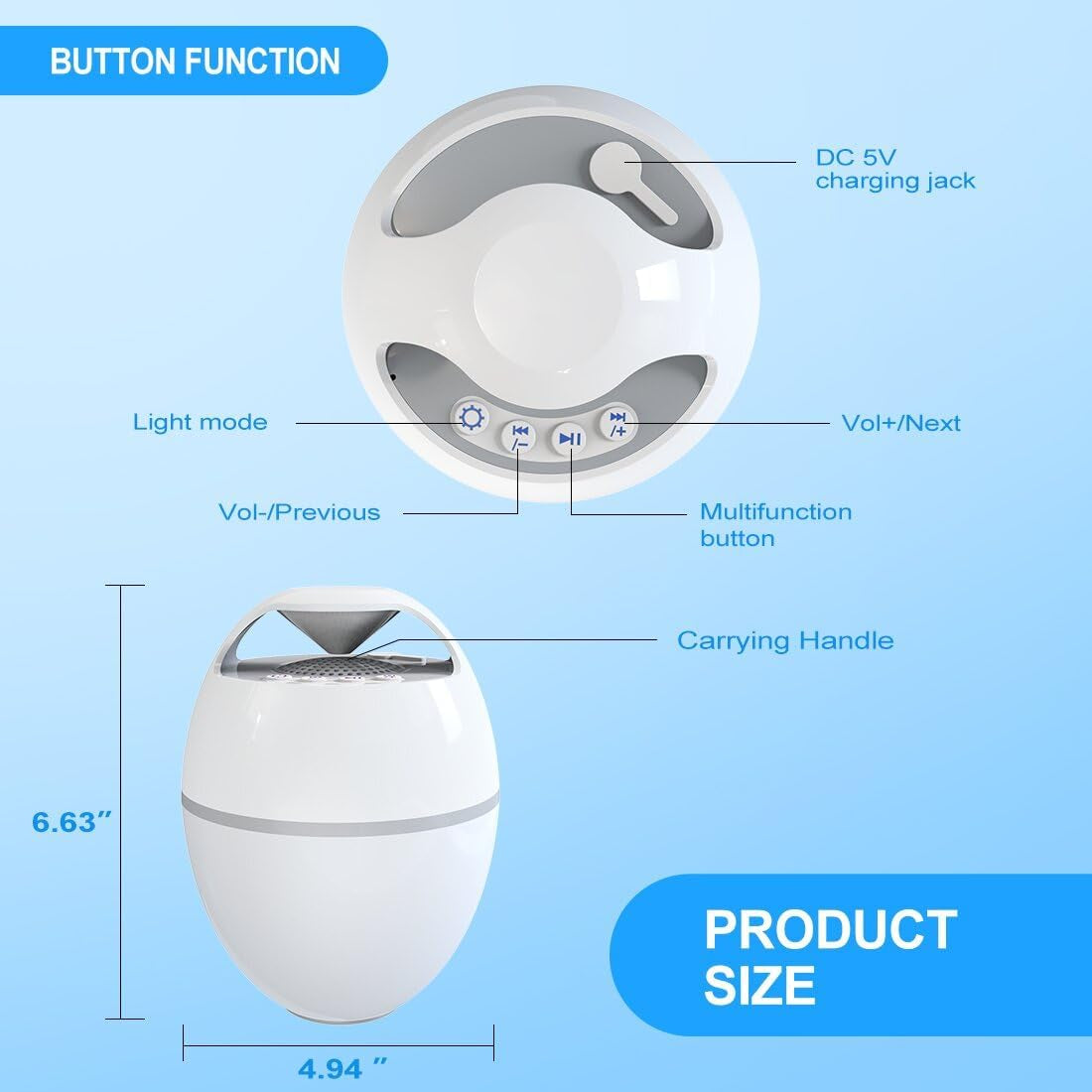 Ultimate Floating Pool Speaker with LED Lights - IP68 Waterproof Bluetooth Speaker for Parties, Louder Sound & Rich Bass, 82 Ft Wireless Range