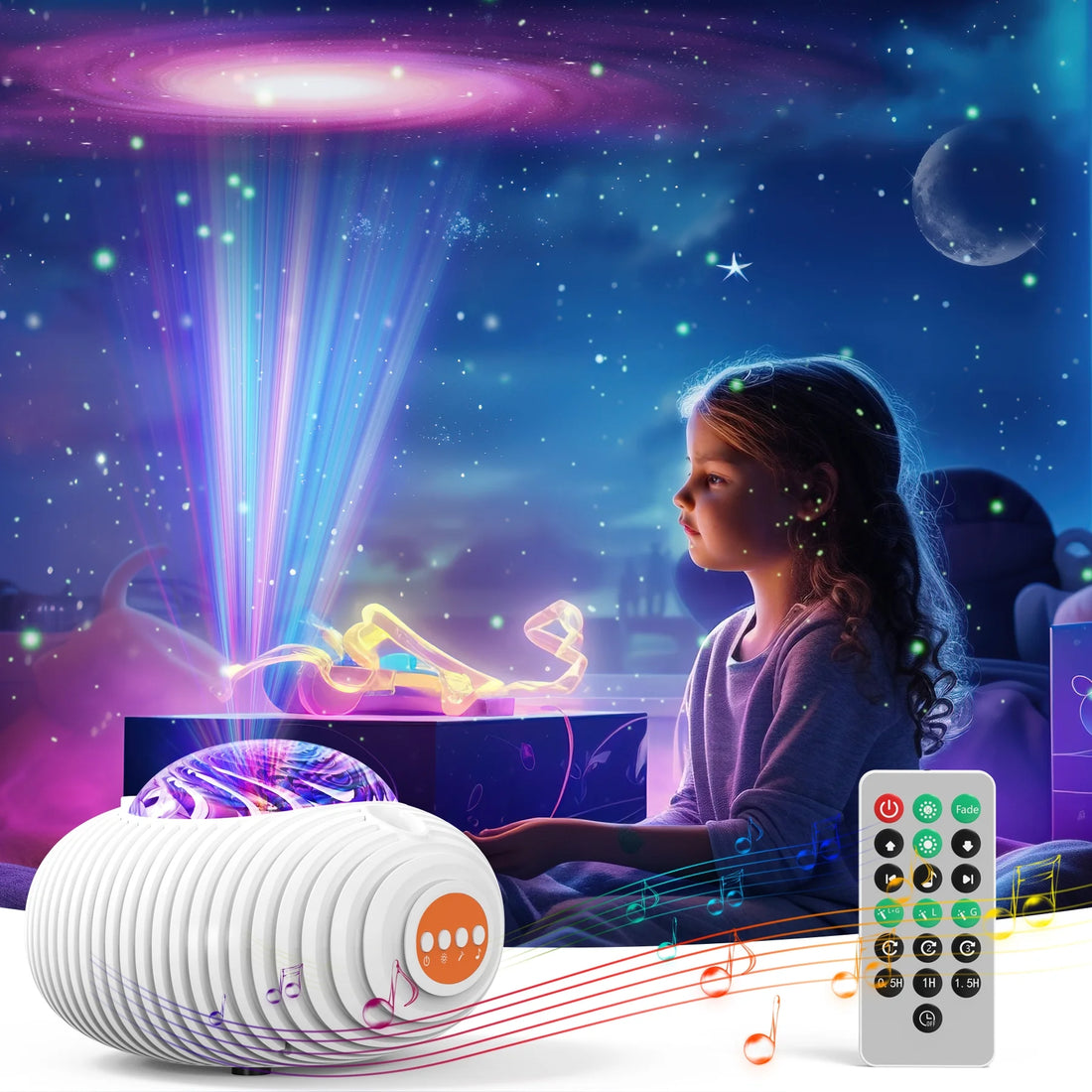 4-In-1 Star Projector, Galaxy Projector with 2 Modes & 5 White Noise, Timer and Remote, Room Decor for Kids & Adults, Romantic Gift for Valentine'S Day
