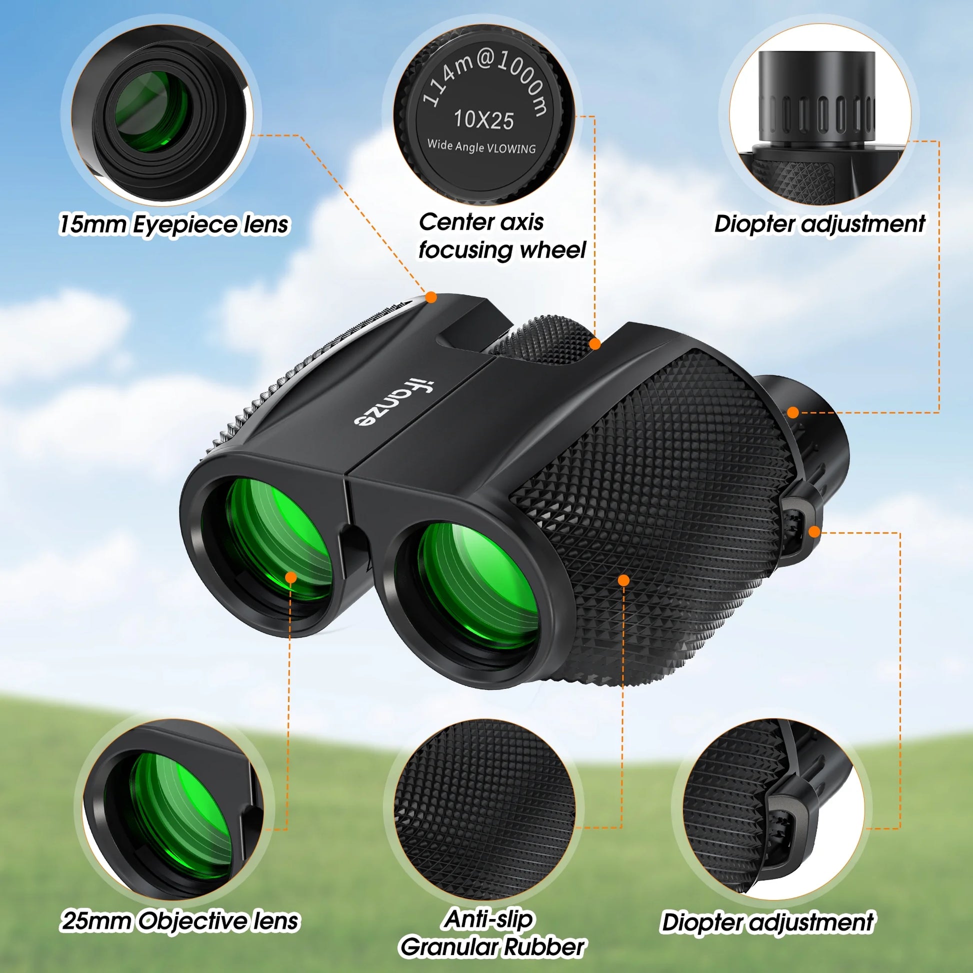 Versatile 10X25 Compact Binoculars for Adults & Kids - Perfect for Bird Watching, Travel, Hunting, Wildlife, Sports, and Concerts!