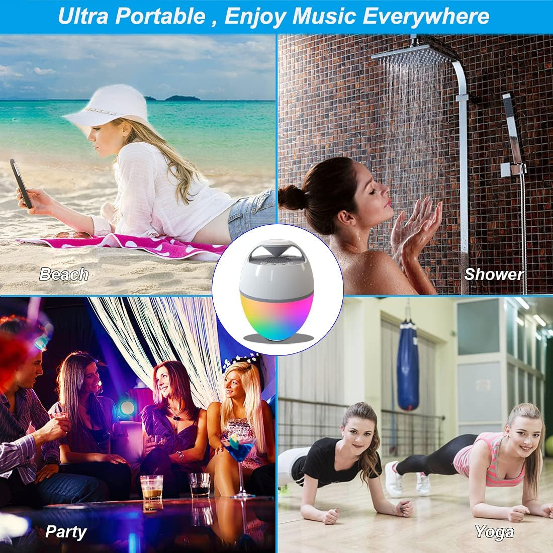 Ultimate Floating Pool Speaker with LED Lights - IP68 Waterproof Bluetooth Speaker for Parties, Louder Sound & Rich Bass, 82 Ft Wireless Range