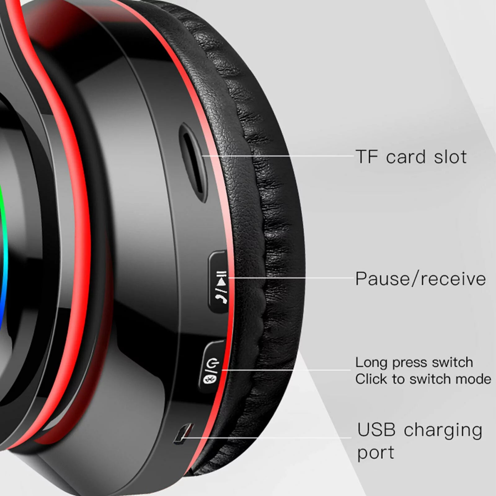 Sleek Red Foldable Over-Ear Bluetooth Headphones with Mic - Wireless Freedom!