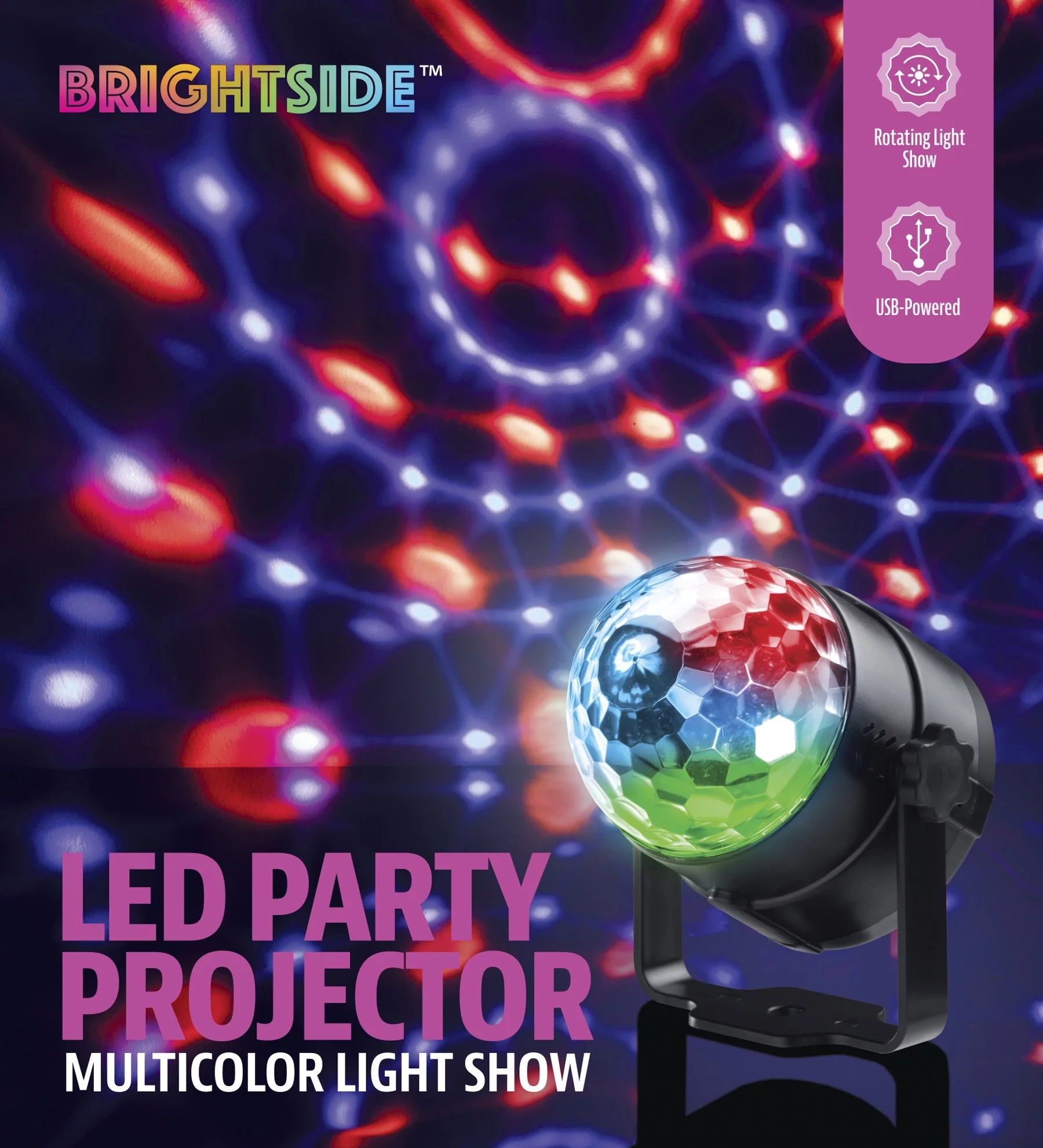Multicolor LED Disco Party Projector, Rotating Light Show, Usb-Powered