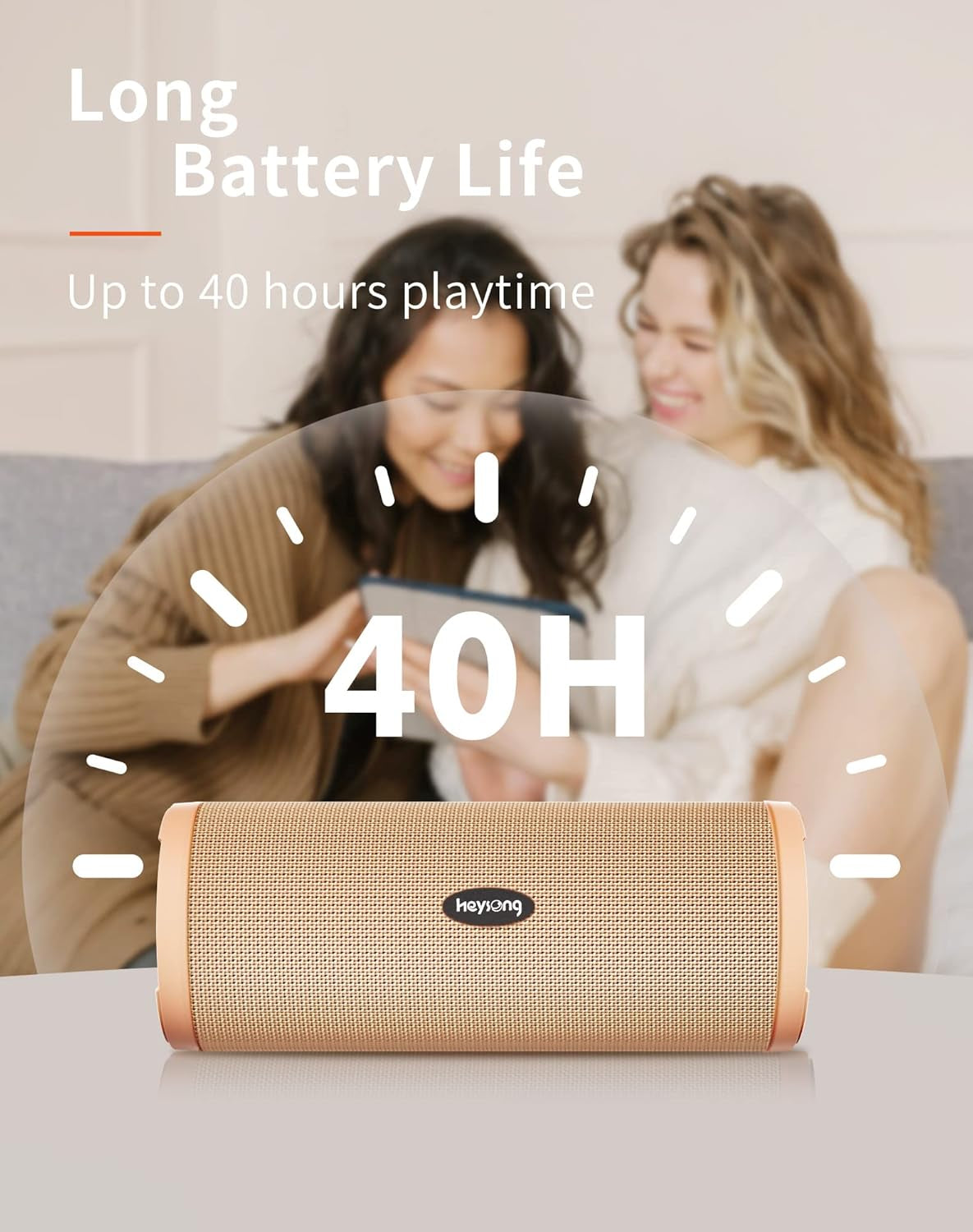 Ultimate Portable Bluetooth Speaker - Waterproof, IPX7 Floating Design, 5000mAh Battery, Powerful Bass & Loud Sound - Perfect for Beach, Pool, Kayak & Gifts for Him - Apricot