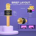 Bluetooth Karaoke Microphone with LED Lights - 4-in-1 Portable Handheld Mic & Speaker for Home Parties - Perfect Birthday Gift for Kids & Adults (Gold)