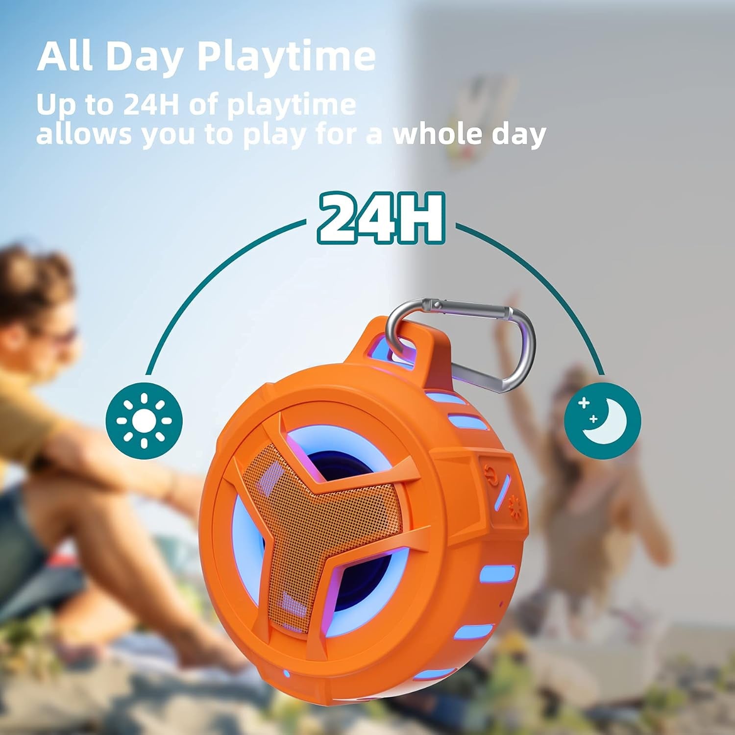 Vibrant Orange Bluetooth Shower Speaker - IPX7 Waterproof, Portable Mini Speaker with RGB Light, Perfect for Pool, Beach & Kayak - Ideal Gift for All!