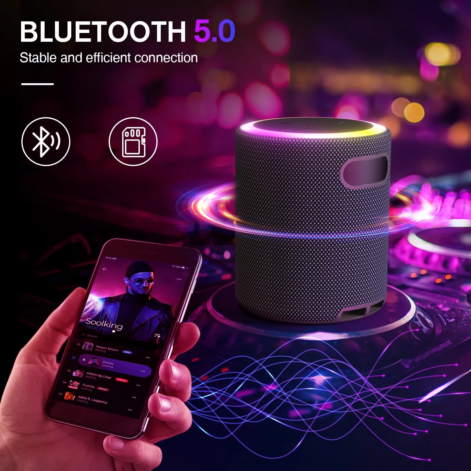 Ultimate Portable LED Bluetooth Speaker - Waterproof, 24H Playtime, Rich Bass, Perfect for Parties & Outdoor Adventures!