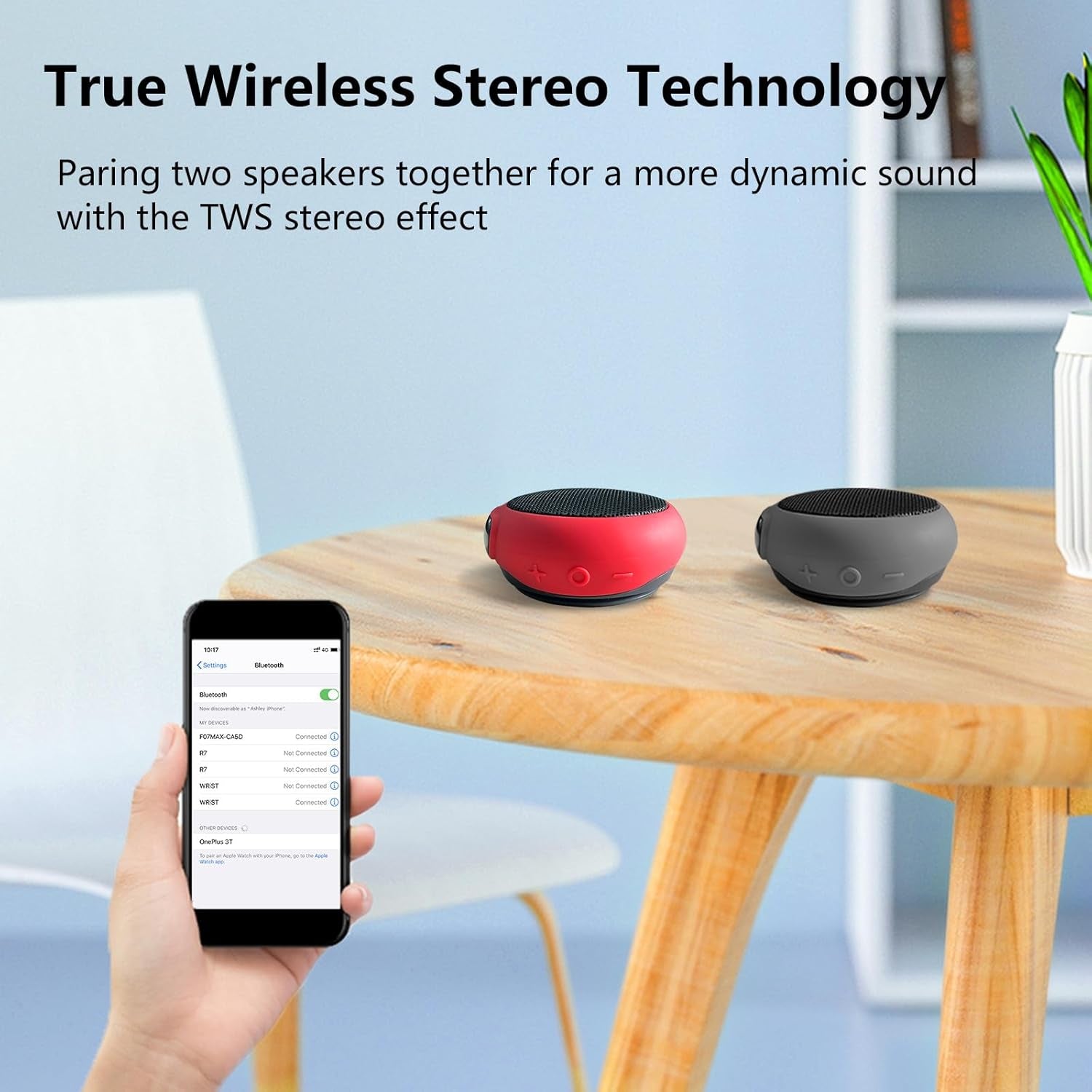 Wireless Wearable Bluetooth Speaker - Portable Wrist Speaker with Microphone, Water-Resistant White Noise Machine for Outdoor Sports and Running