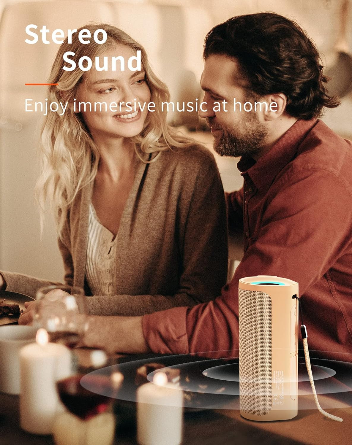 Ultimate Portable Bluetooth Speaker - Waterproof, IPX7 Floating Design, 5000mAh Battery, Powerful Bass & Loud Sound - Perfect for Beach, Pool, Kayak & Gifts for Him - Apricot