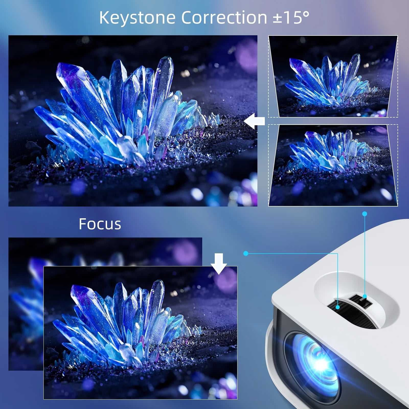 Bluetooth LCD Mini Projector,Support 1080P FHD, with Remote, AV Cable & More, White, 1 Count