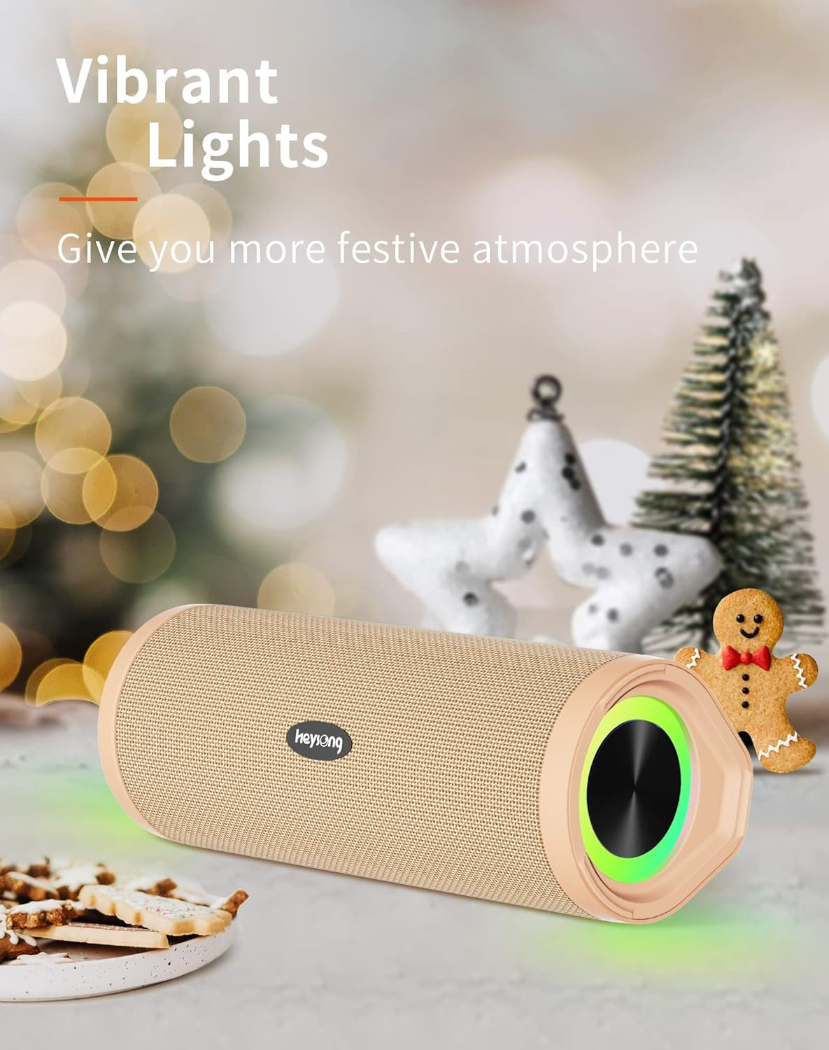 Ultimate Portable Bluetooth Speaker - Waterproof, IPX7 Floating Design, 5000mAh Battery, Powerful Bass & Loud Sound - Perfect for Beach, Pool, Kayak & Gifts for Him - Apricot