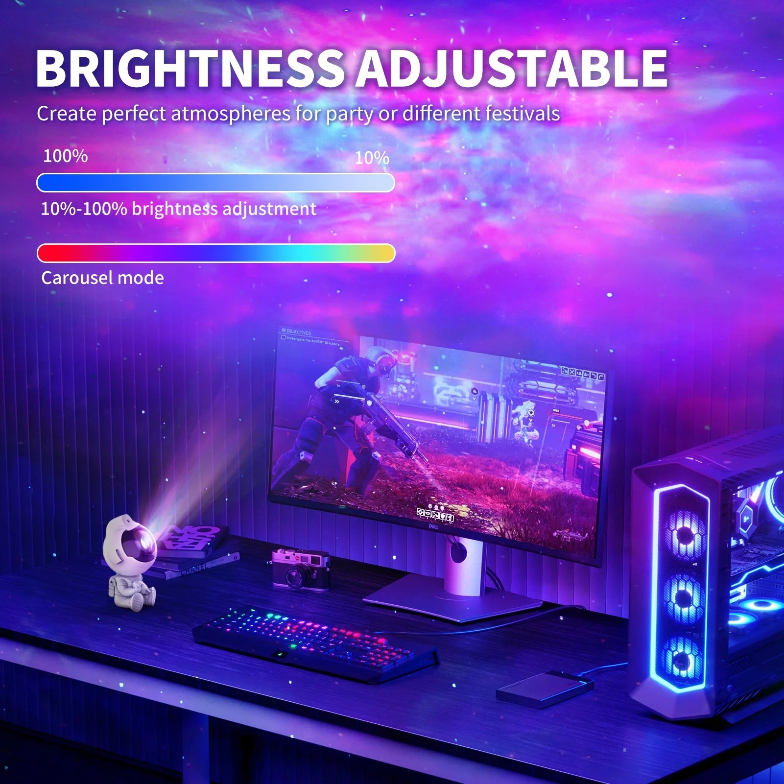 Astronaut Star Projector, Galaxy Ceiling Projector Starry Nebula Kids Night Light with Remote Control Timing & 360° Rotation Magnetic Head for Baby Home Bedroom Gaming Room Decor Christmas Party Decor