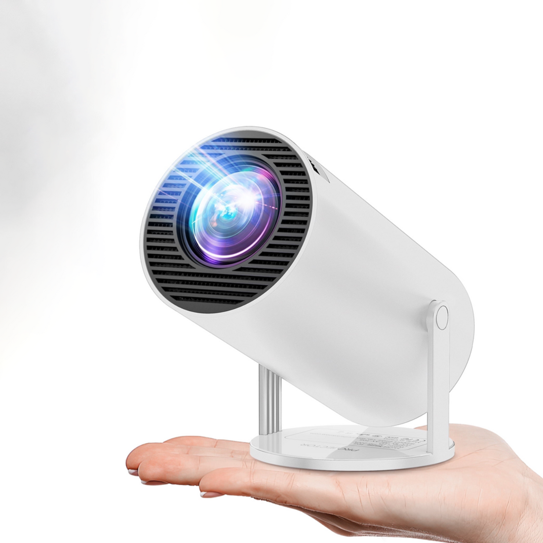 Projector 4K 1080P Support, Mini Projector Smart for Movie Projection Compatible with Phone- White