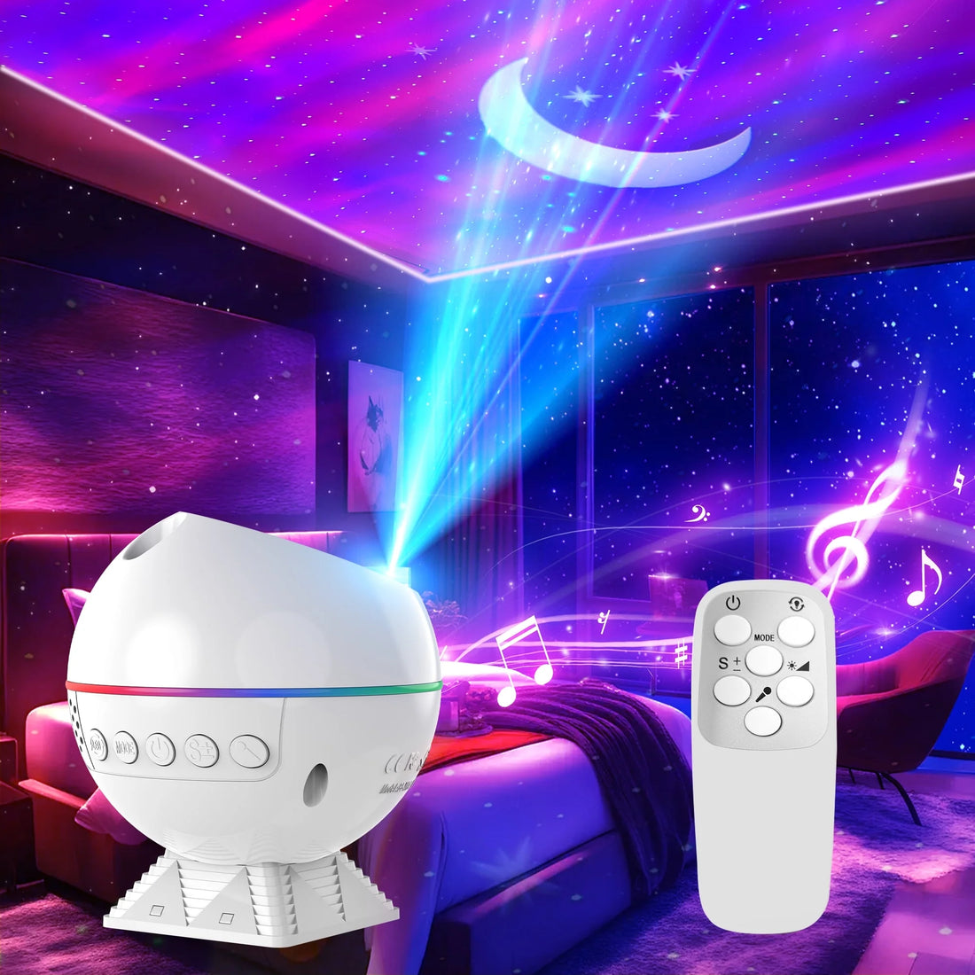 Galaxy Star Projector Night Light for Kids,White Color Changing Starry Nebula Projector with Remote ,Voice Control Child Gifts Led Lights for Bedroom