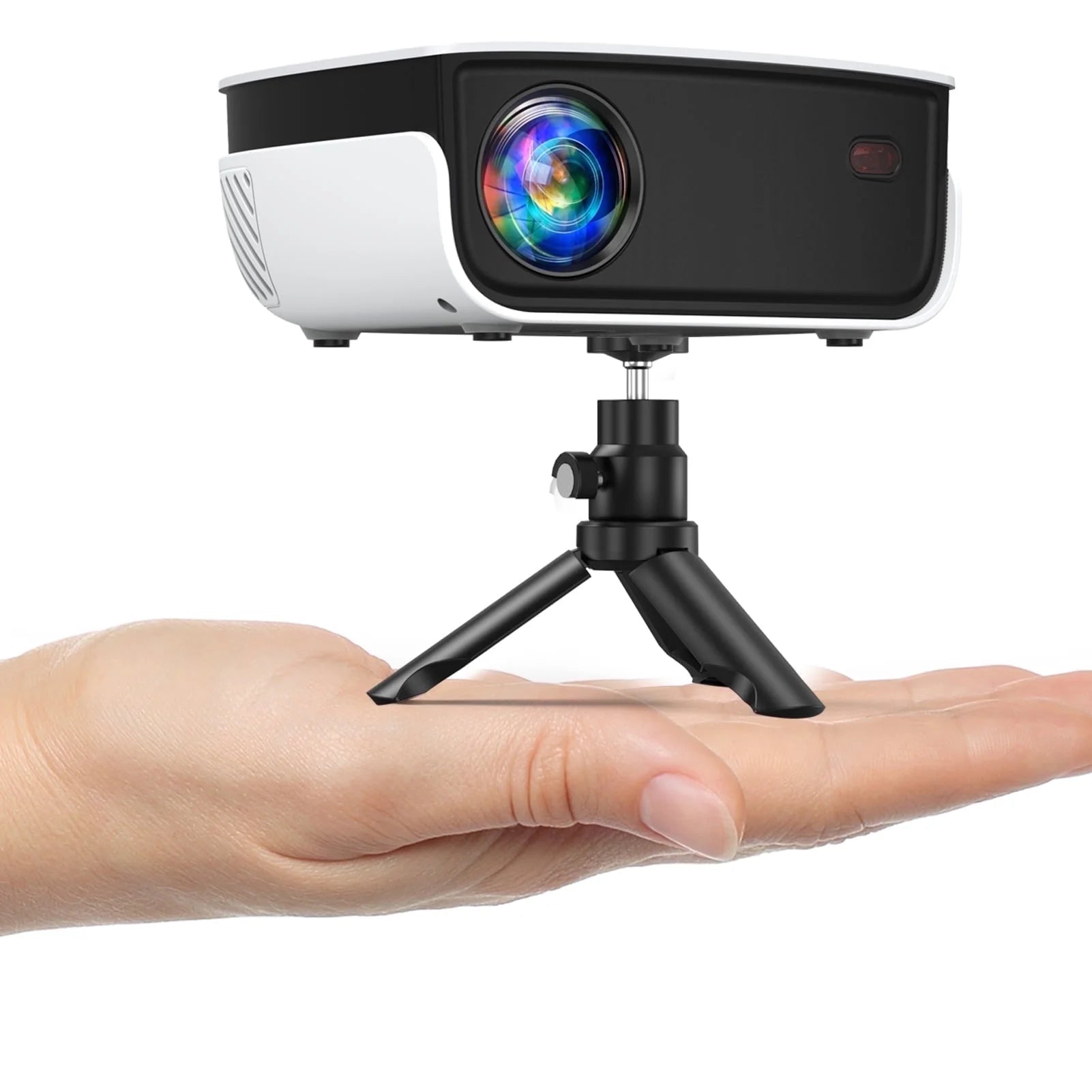 Bluetooth LCD Mini Projector,Support 1080P FHD, with Remote, AV Cable & More, White, 1 Count