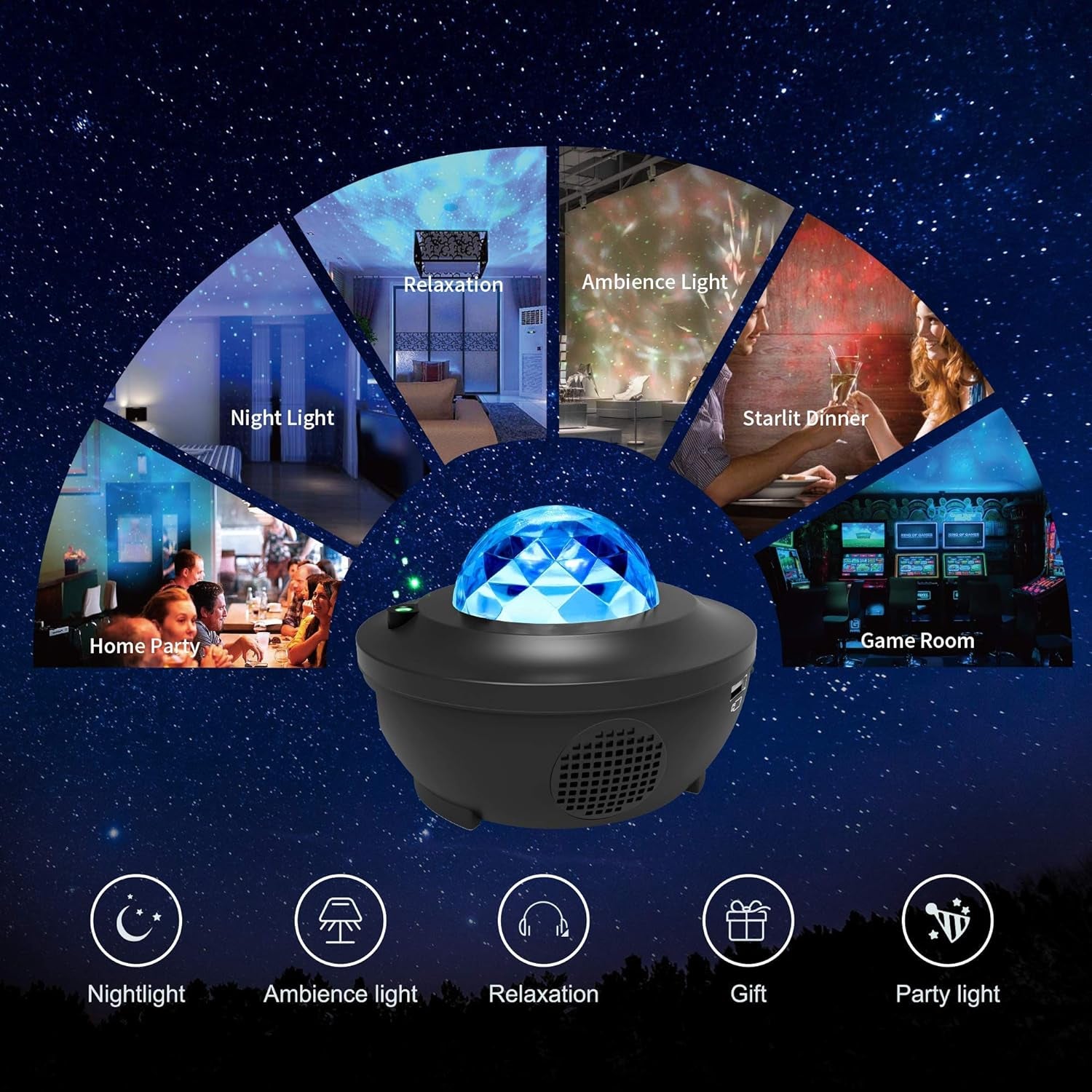 Galaxy Projector, Star Projector 3 in 1 Night Light Projector W/Led Cloud with Bluetooth Music Speaker for 1-16 Years Baby Kids Bedroom/Game Rooms/Home Theatre/Night Light Ambiance…