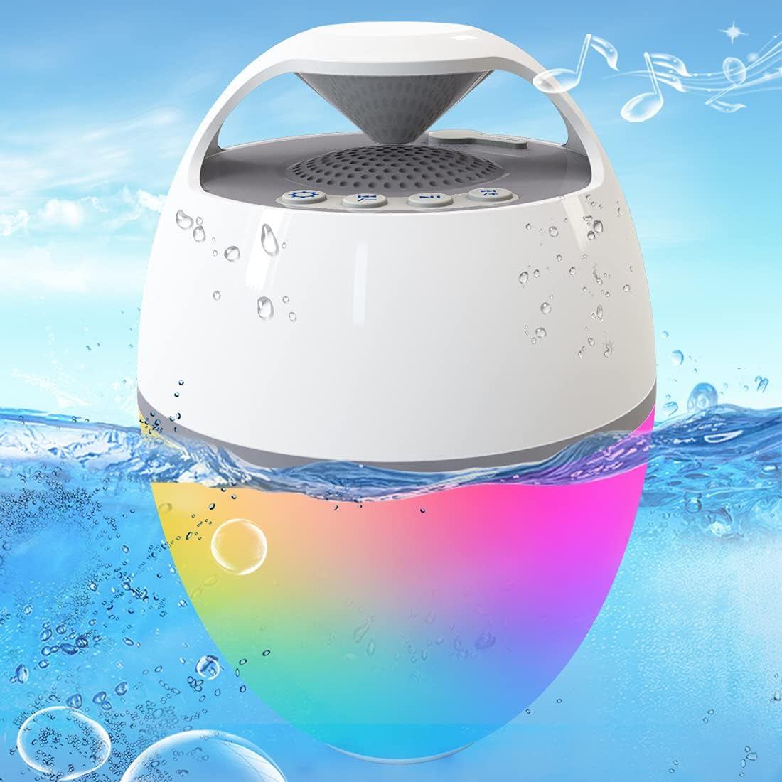 Ultimate Floating Pool Speaker with LED Lights - IP68 Waterproof Bluetooth Speaker for Parties, Louder Sound & Rich Bass, 82 Ft Wireless Range
