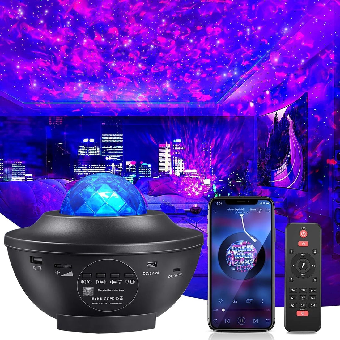 Star Projector Galaxy Light Projector with Remote & Bluetooth Speaker, Multiple Colors Dynamic Projections Star Night Light Projector for Kids Adults Bedroom, Space Lights for Bedroom Decor Aesthetic