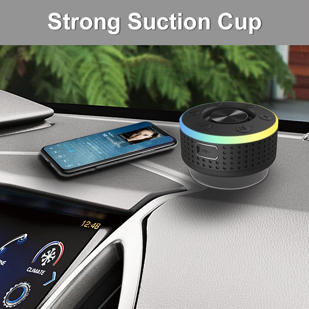 Ultimate Waterproof Bluetooth Shower Speaker with LED Lights, Dual Pairing, and FM Radio - Perfect for Pool, Beach, and Parties!