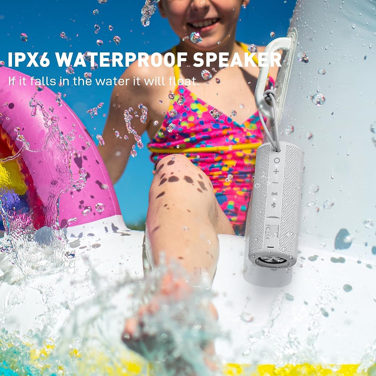 Ultimate Grey Waterproof Bluetooth Boombox Speaker - Perfect for Outdoor Adventures!