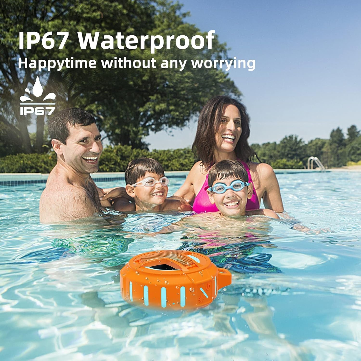Vibrant Orange Bluetooth Shower Speaker - IPX7 Waterproof, Portable Mini Speaker with RGB Light, Perfect for Pool, Beach & Kayak - Ideal Gift for All!