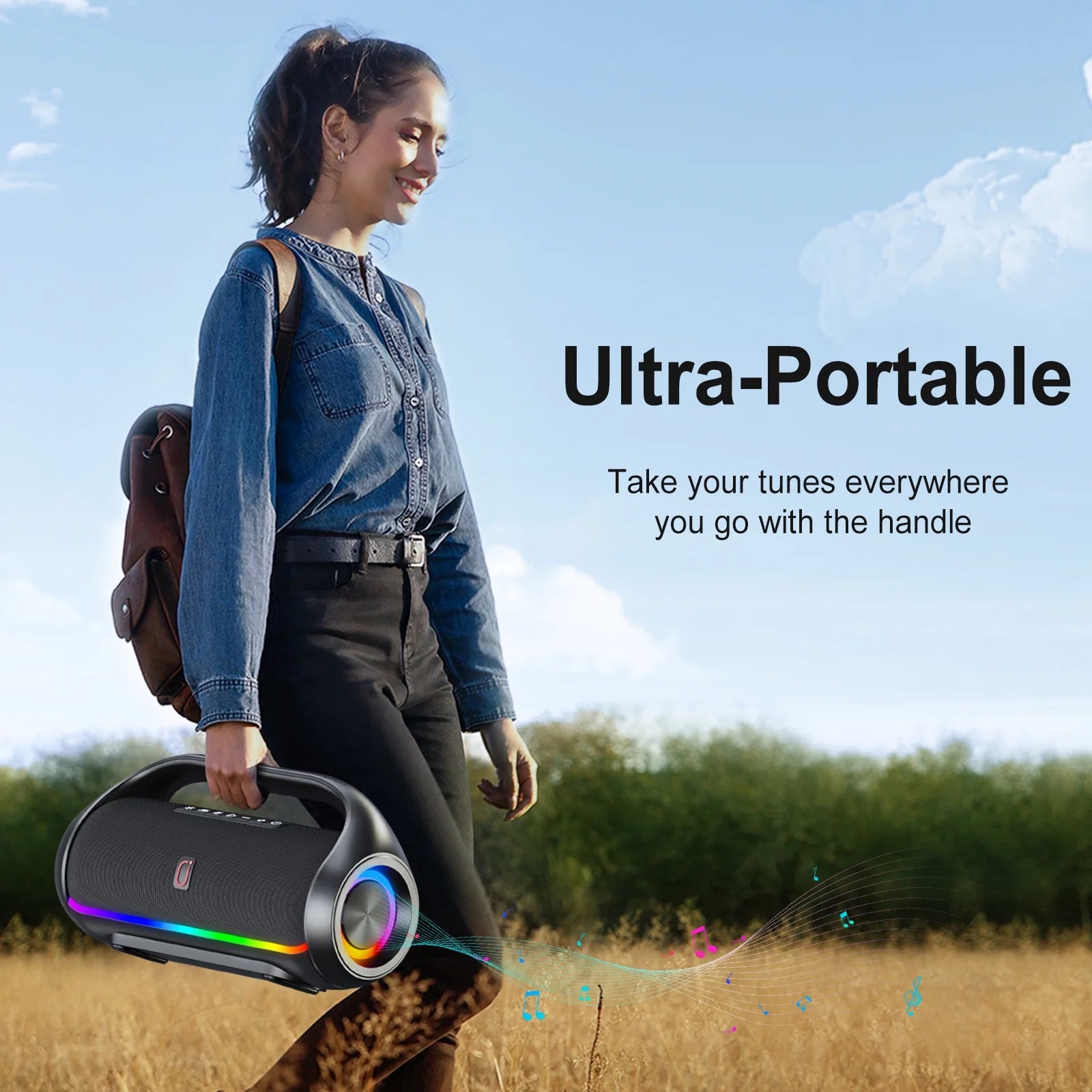 Ultimate Waterproof Karaoke Machine - Portable Bluetooth Speaker with 2 Wireless Microphones, RGB Lights & Multi-Connection for Outdoor Parties!