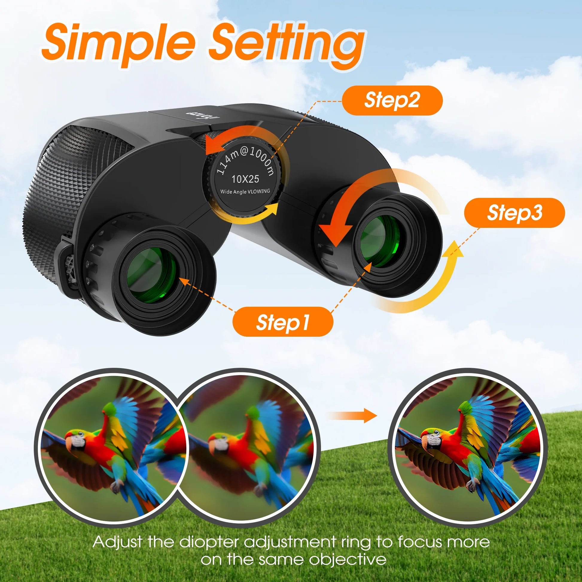 Versatile 10X25 Compact Binoculars for Adults & Kids - Perfect for Bird Watching, Travel, Hunting, Wildlife, Sports, and Concerts!