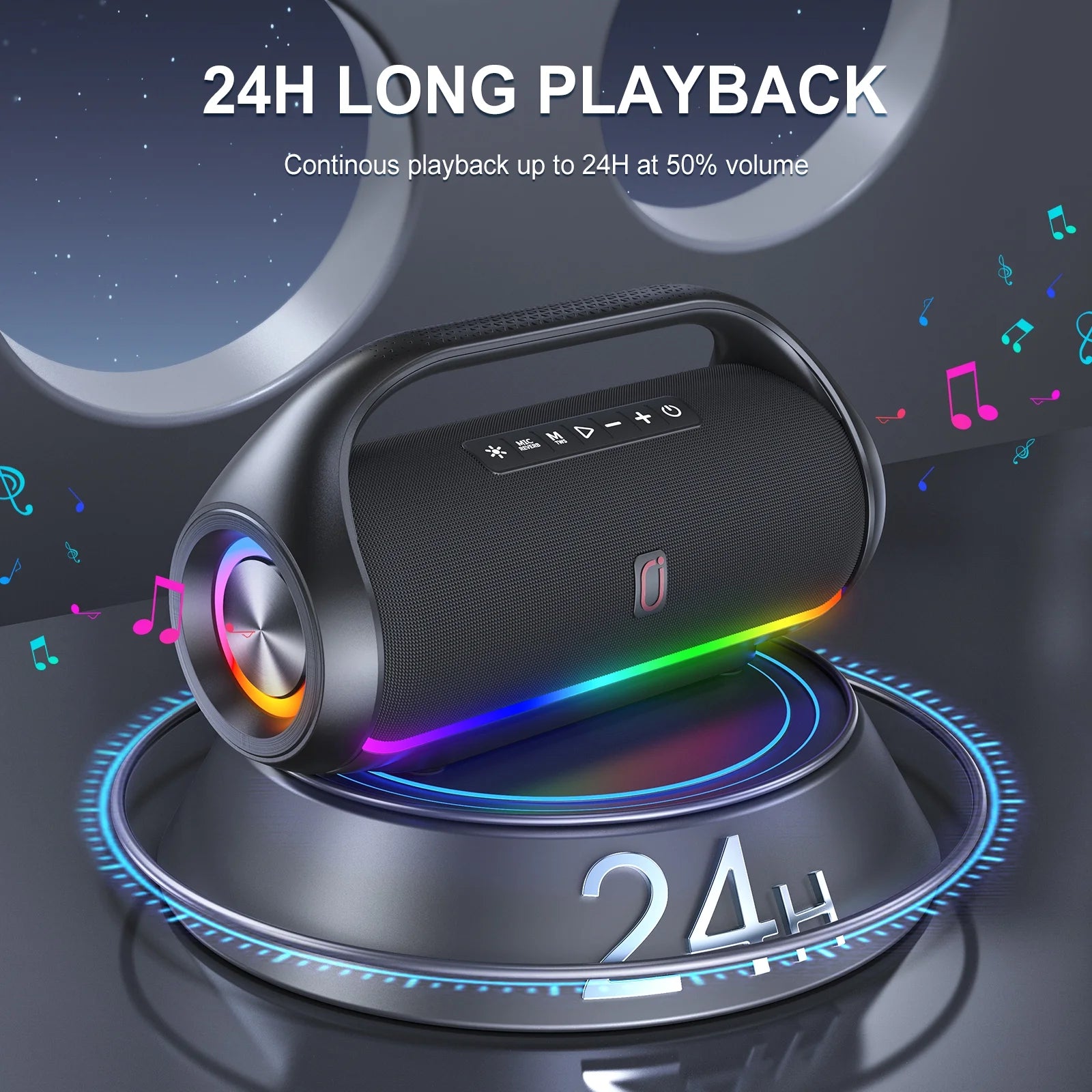 Ultimate Waterproof Karaoke Machine - Portable Bluetooth Speaker with 2 Wireless Microphones, RGB Lights & Multi-Connection for Outdoor Parties!