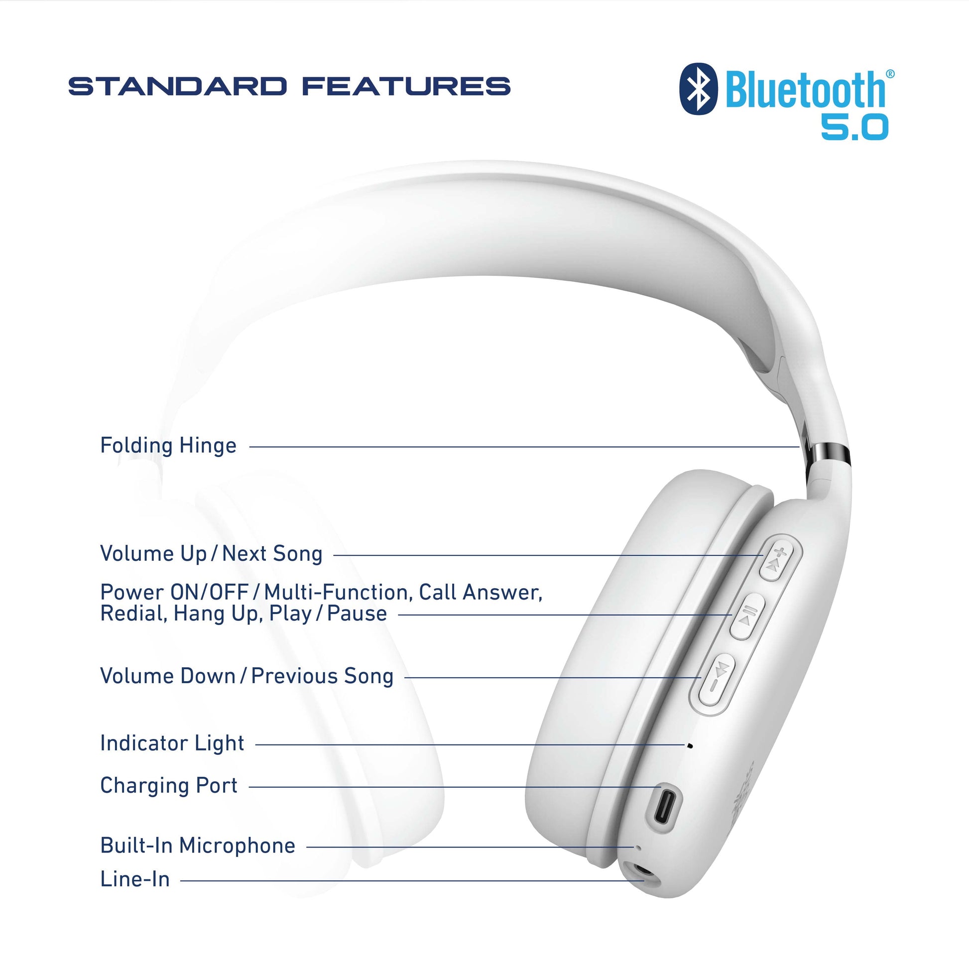 Ultimate Foldable Bluetooth Headphones with Built-In Mic - Over-Ear Comfort & Wireless Freedom
