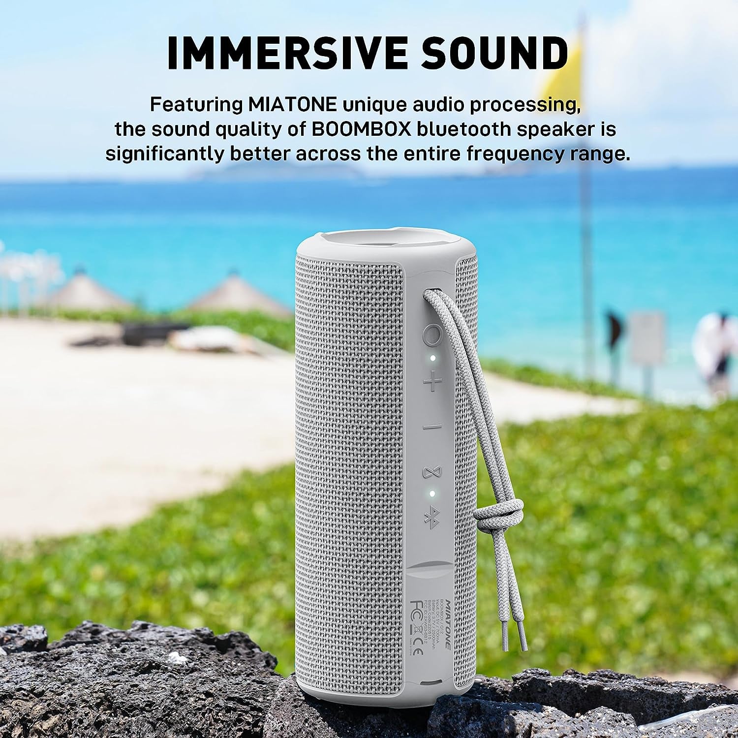Ultimate Grey Waterproof Bluetooth Boombox Speaker - Perfect for Outdoor Adventures!