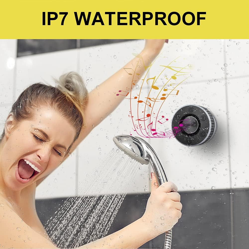 Ultimate Waterproof Bluetooth Shower Speaker with LED Lights, Dual Pairing, and FM Radio - Perfect for Pool, Beach, and Parties!