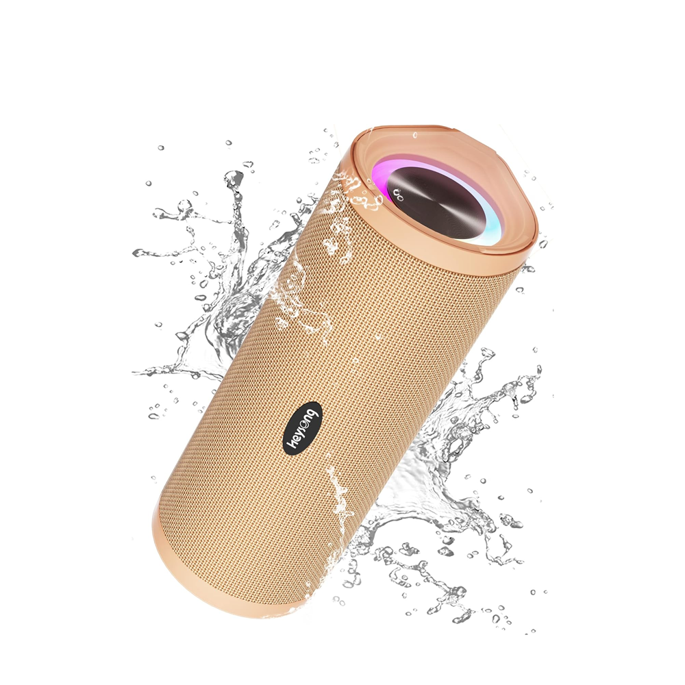 Ultimate Portable Bluetooth Speaker - Waterproof, IPX7 Floating Design, 5000mAh Battery, Powerful Bass & Loud Sound - Perfect for Beach, Pool, Kayak & Gifts for Him - Apricot