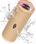 Ultimate Portable Bluetooth Speaker - Waterproof, IPX7 Floating Design, 5000mAh Battery, Powerful Bass & Loud Sound - Perfect for Beach, Pool, Kayak & Gifts for Him - Apricot